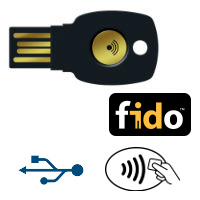 FIDO U2F Security Keys dongles for secure website login web authentication. USB and contactless